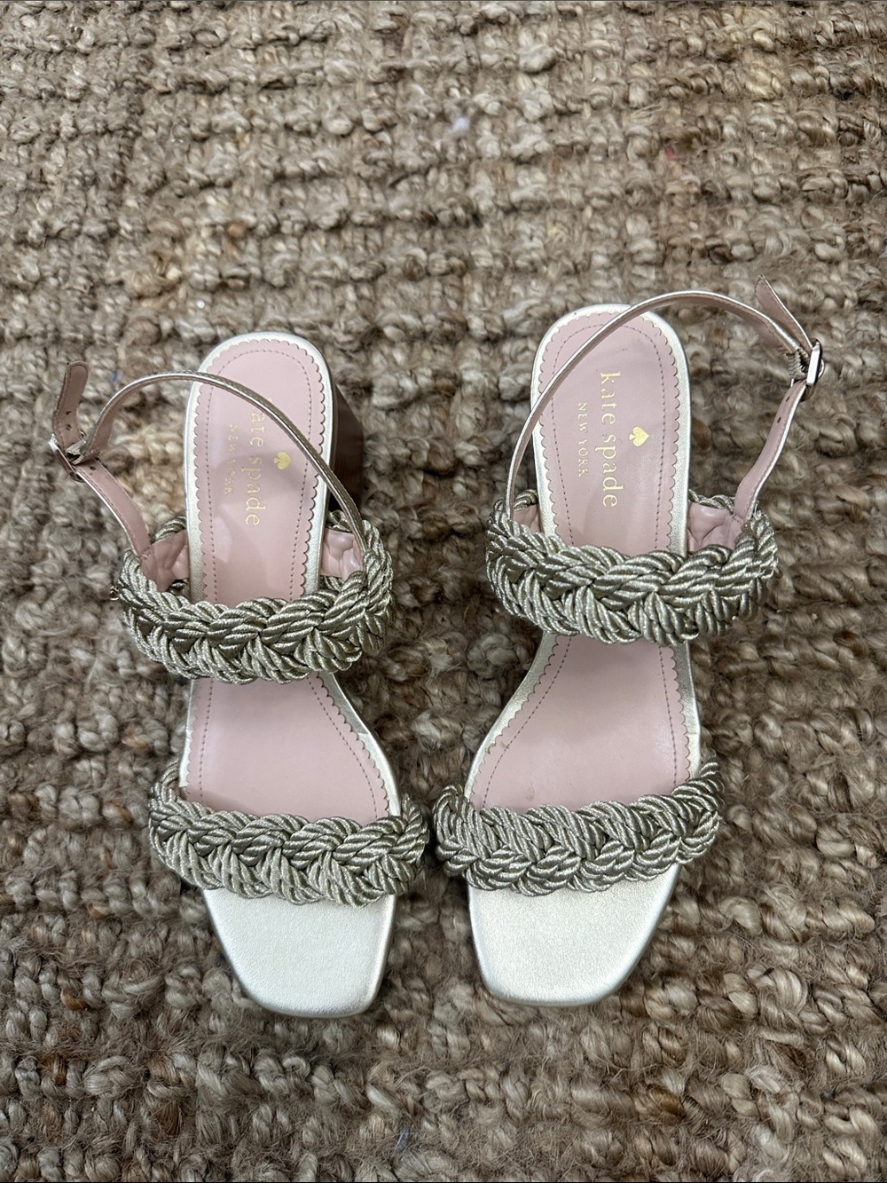 kate spade Valentina Mid Gold Braided-Strap Sandals